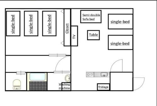 Kanbe Building 301 Room Type - One-Bedroom Apartment