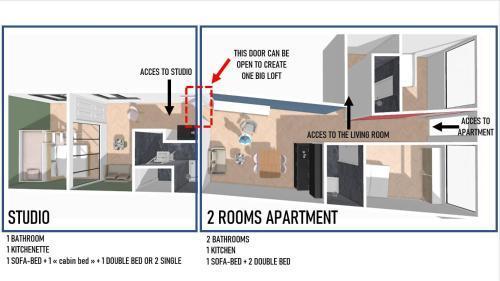 MAISON FRANCOIS Paris - Two rooms apartment & - OR Studio - Linkable together Room Type - Superior Studio