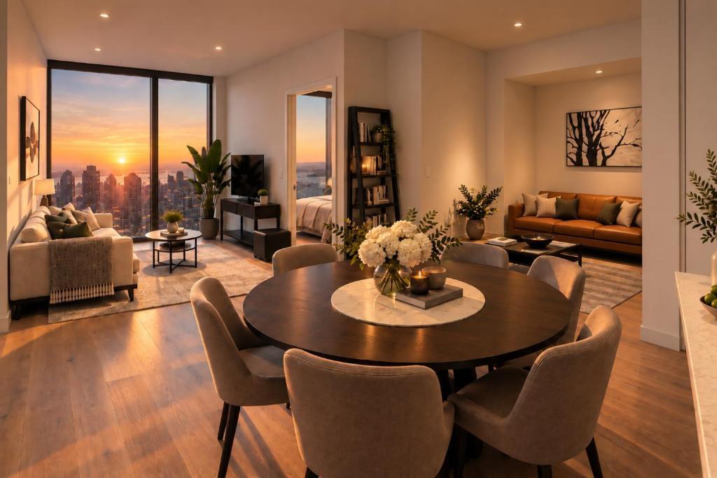 Executive Sky-High Corporate Residency City & Port Phillip Bay Views - Tap to explore photos