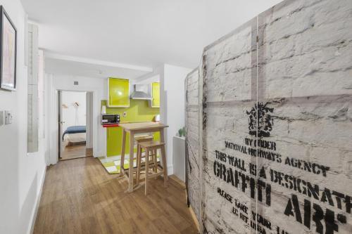 2 bedrooms with ensuite baths, kitchen and living room